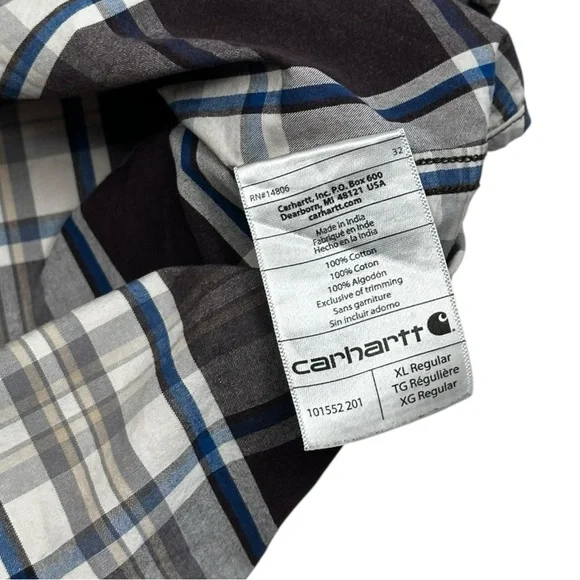 Carharrt Men's Plaid Short Sleeve Relaxed Button Down - Size XL - Picture 4 of 7